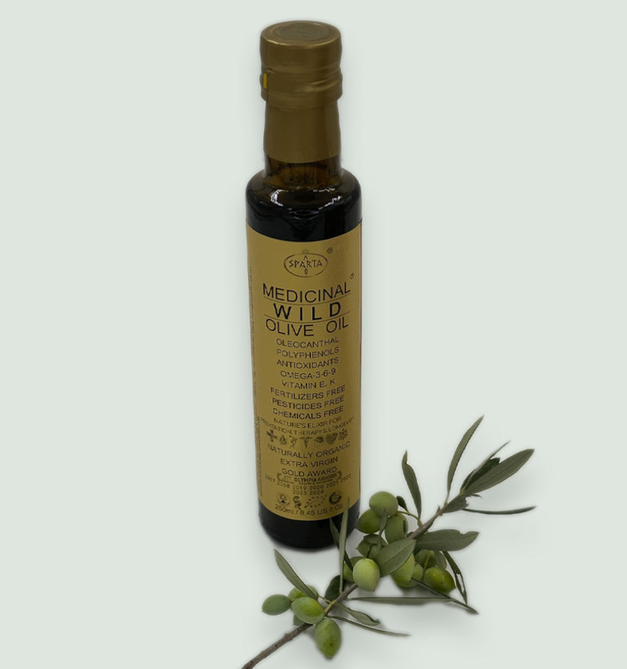 Sparta Gold Label Evoo 2484mg/kg Medicinal Organic Wild Extra Virgin Olive Oil 250ml